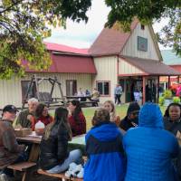 Sitting at the picnic table